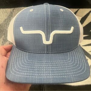 Kimes Ranch Trucker, OS, Light Blue Denim/White